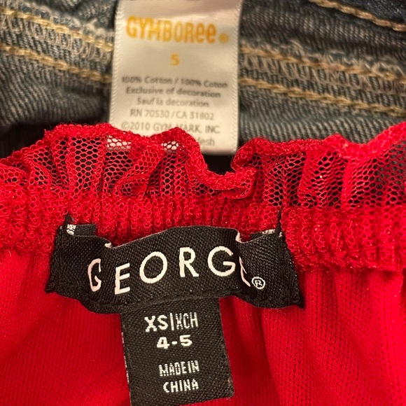 Gymboree and George Outfit, Bubble Top, Jean Skirt, Red, Blue, Girls 4-5 - Picture 7 of 8